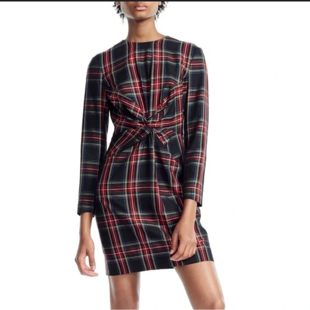 Maje Red and Black Plaid Dress